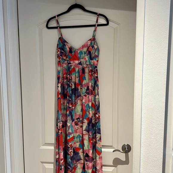 maxi dress jersey fabric BONNIE SHIMMER JERSEY MAXI DRESS IN PINK